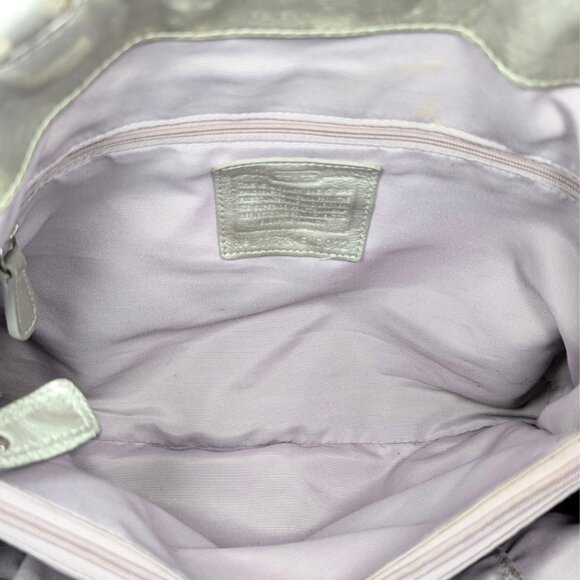 SOLD Coach Silver Lynn Canvas Jacquard Leather Soho Flap Y2K Satchel F18912 - Picture 8 of 11